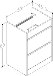 Thalia 590mm x 830mm x 455mm 2 Drawer Floorstanding Vanity Unit - Matt Grey