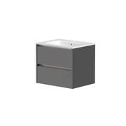 Thalia 590mm x 500mm x 455mm 2 Drawer Wall Mounted Vanity Unit - Matt Grey