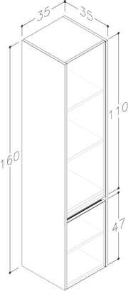 Thalia 1600mm x 350mm x 350mm 2 Door Tall Boy Storage Unit - Matt Grey