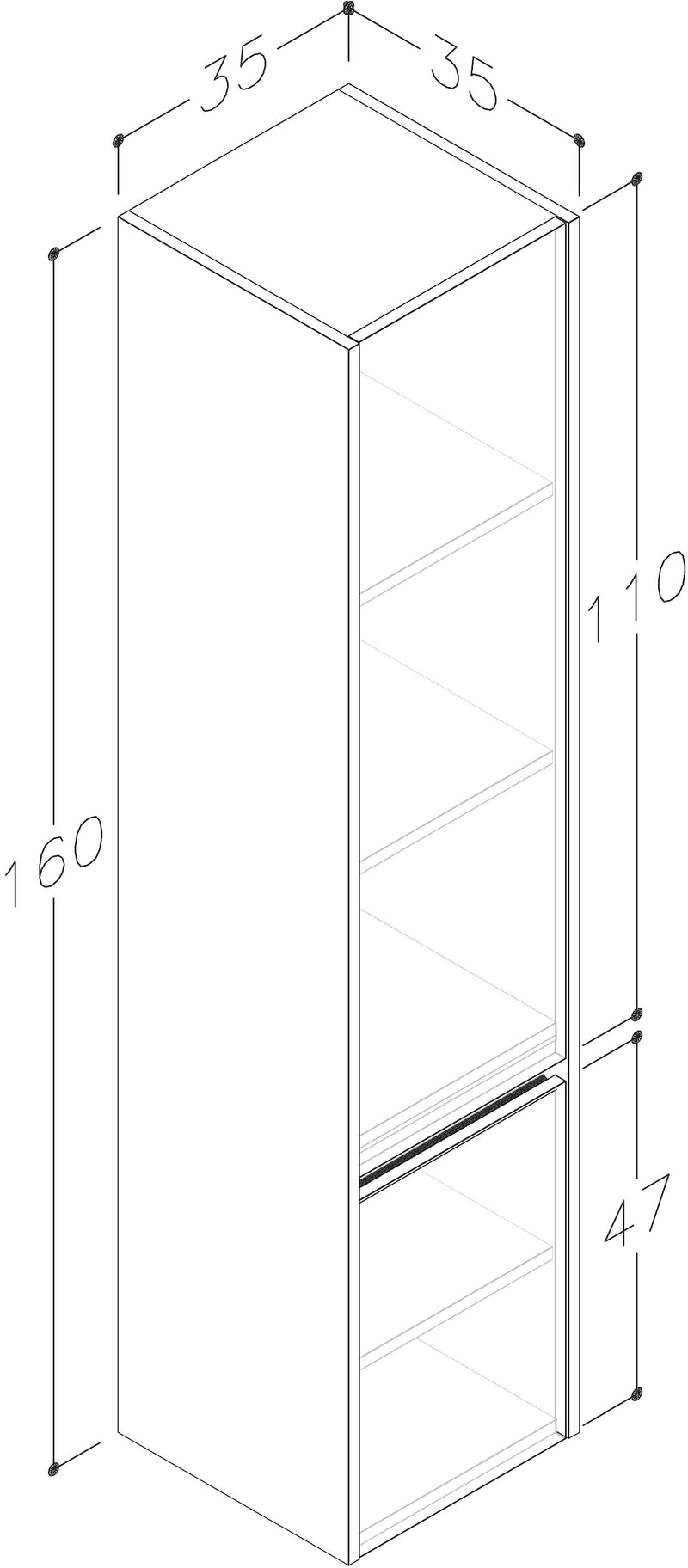 Thalia 1600mm x 350mm x 350mm 2 Door Tall Boy Storage Unit - Matt Grey