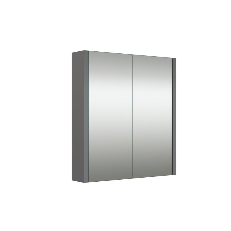 Thalia 580mm x 650mm 2 Door Mirror Cabinet w/ Glass Shelves - Matt Grey