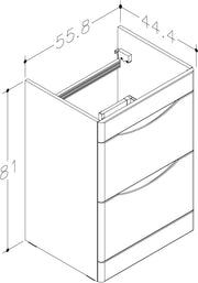 Isle 558mm x 810mm x 444mm 2 drawer Floorstanding Vanity Unit - Matt White