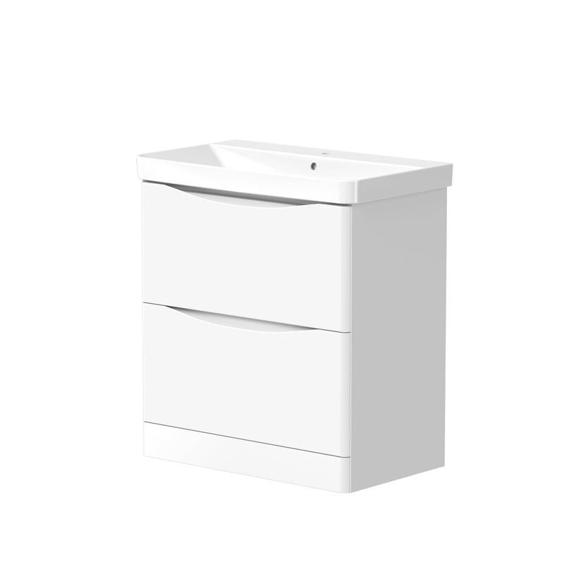 Isle 758mm x 810mm x 444mm 2 drawer Floorstanding Vanity Unit - Matt White