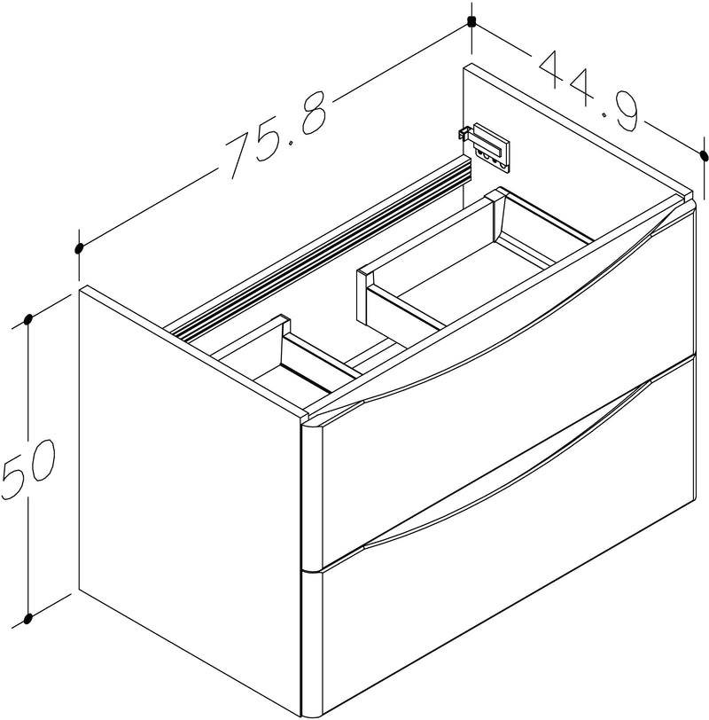Isle 758mm x 500mm x 449mm 2 Drawer Wall Mounted Vanity Unit - Matt White