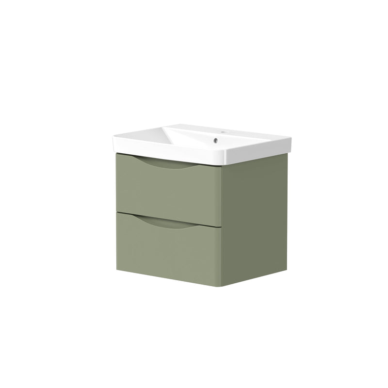 Isle 558mm x 500mm x 449mm 2 Drawer Wall Mounted Vanity Unit - Savannah Green