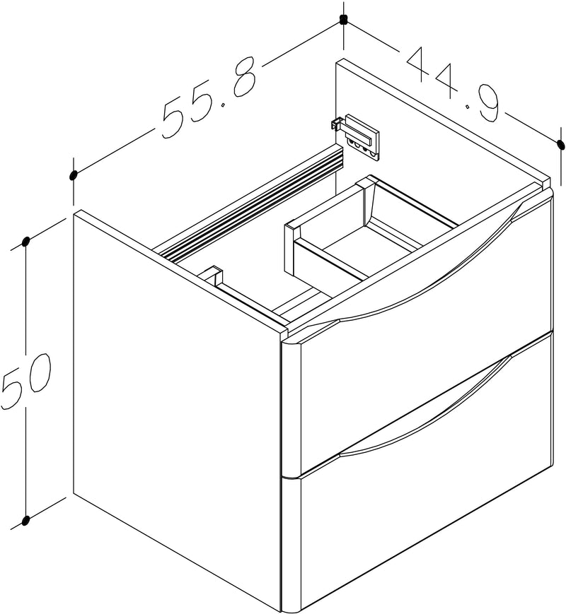 Isle 558mm x 500mm x 449mm 2 Drawer Wall Mounted Vanity Unit - Savannah Green