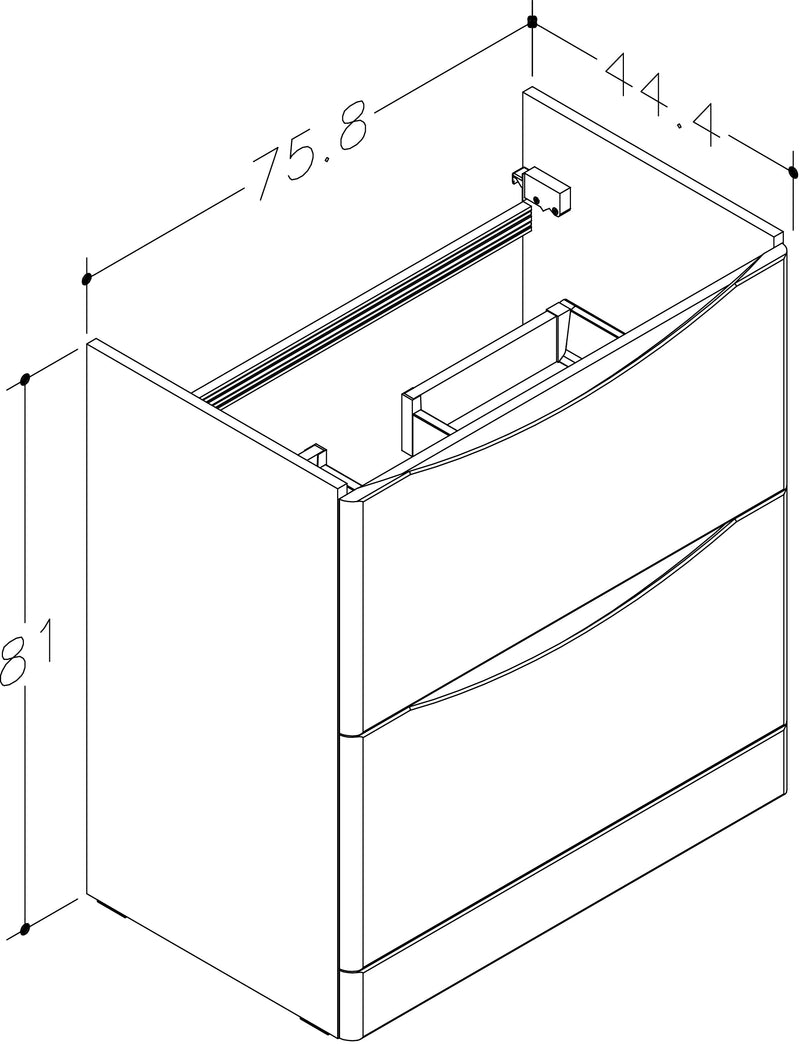 Isle 758mm x 810mm x 444mm 2 drawer Floorstanding Vanity Unit - Savannah Green