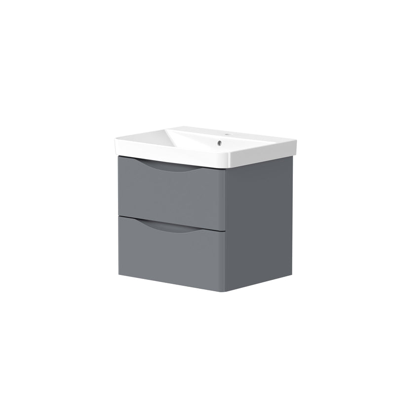 Isle 558mm x 810mm x 444mm 2 drawer Floorstanding Vanity Unit - Matt Grey