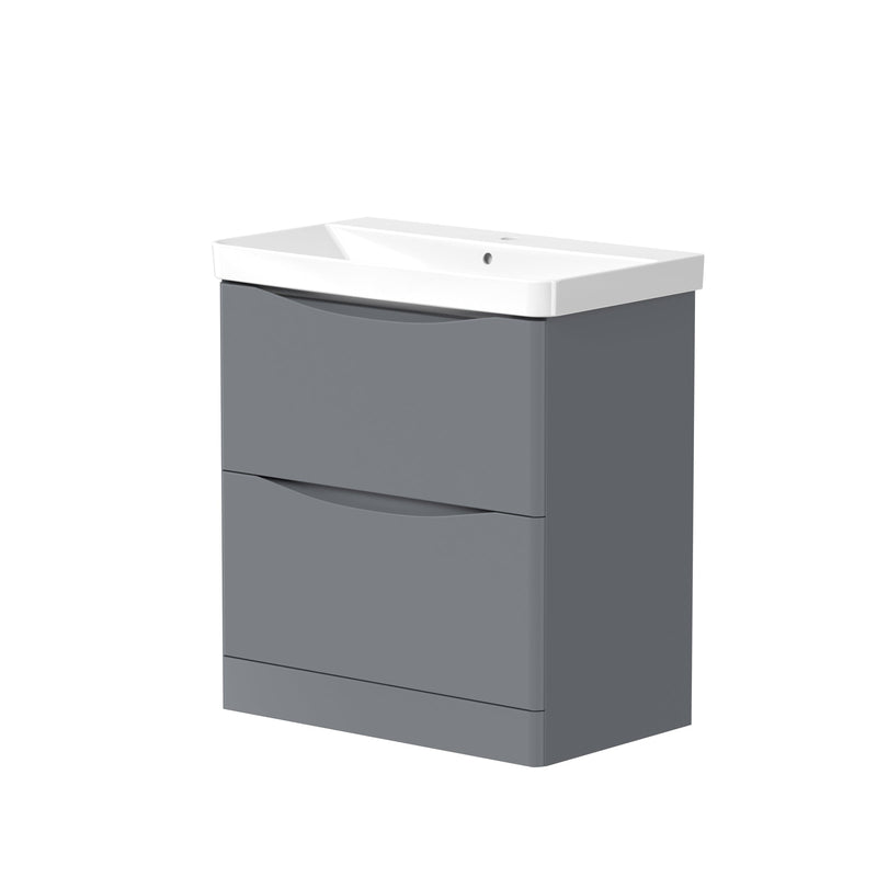 Isle 758mm x 500mm x 449mm 2 Drawer Wall Mounted Vanity Unit - Matt Grey