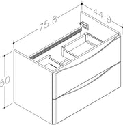 Isle 758mm x 500mm x 449mm 2 Drawer Wall Mounted Vanity Unit - Matt Grey