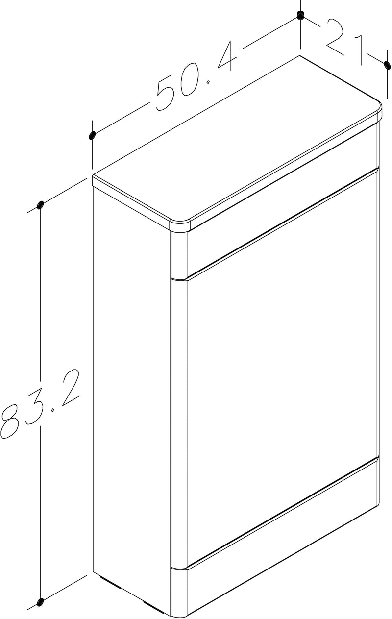 Isle 500mm x 830mm x 210mm WC Unit Only - Matt Grey