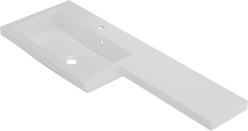 Kingsford 1100mm x 390mm 1 Tap Hole Left Handed L Shape Mineralcast Basin - White