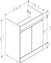 Kingsford 598mm x 810mm x 385mm 2 Door Handleless Floorstanding Vanity Unit - Savannah Green