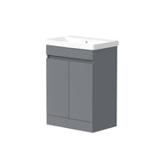 Kingsford 598mm x 810mm x 385mm 2 Door Handleless Floorstanding Vanity Unit - Matt Grey