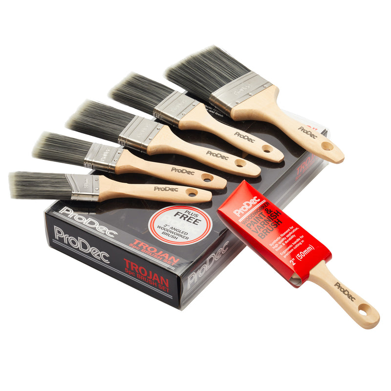 ProDec Trojan 6pc Paint Brush Set with Cutting In Brush