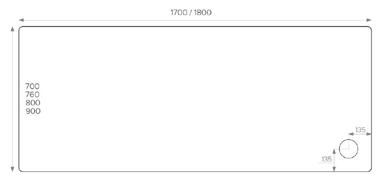 ALPHA 1700MM X 760MM SHOWER TRAY