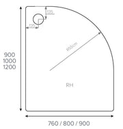 ALPHA RH 1200MM X 900MM QUADRANT SHOWER    TRAY 55