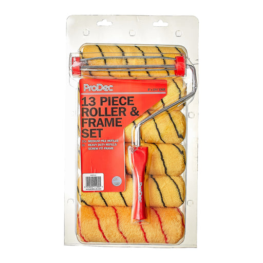 ProDec 9" x 1.75" 13pc Medium Pile Tiger Roller & Frame Set