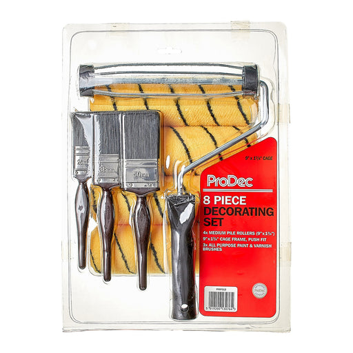 ProDec 9" x 1.75" 8pc Medium Pile Tiger Roller, Frame & Brush Set