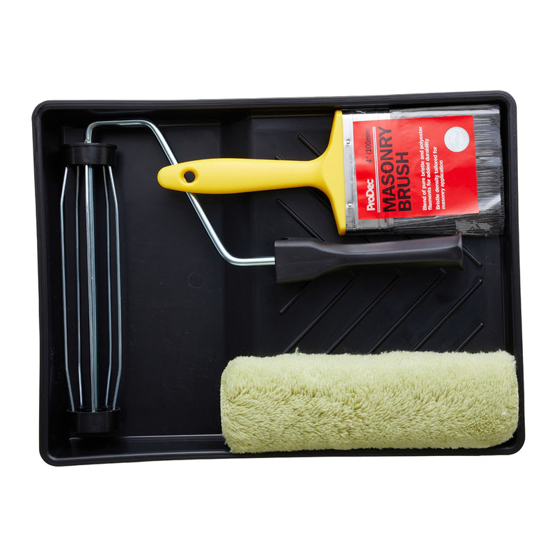 ProDec 9" x 1.75" 4pc Long Pile Masonry Roller & Brush Set