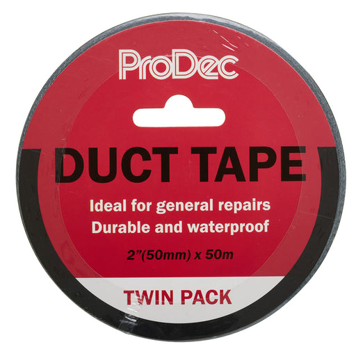 ProDec 2" x 50m Black Duct Tape Twin Pack