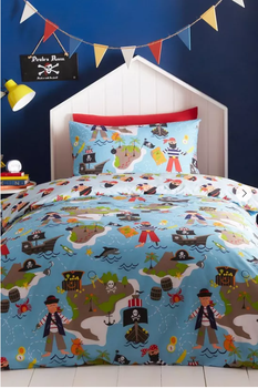 Kids Pirates Map Single Duvet Cover Set