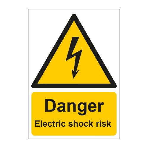 Danger electric shock risk 1.2mm Recyclable PP (148 x 210mm)