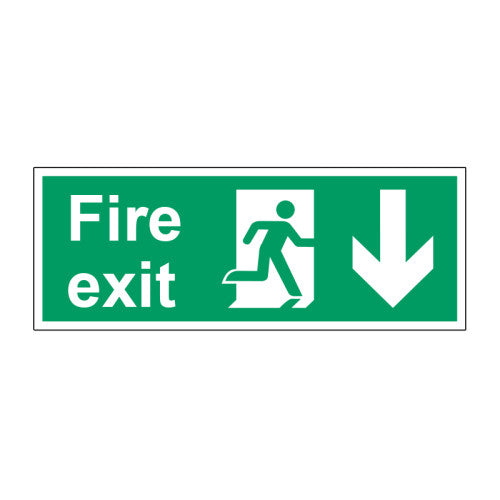 Fire exit (arrow Down) 1.2mm Recyclable PP (400 x 150mm)