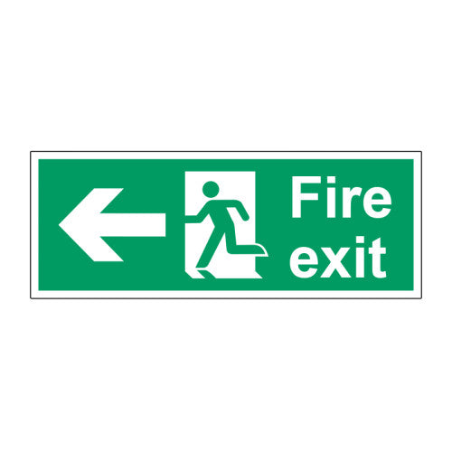 Fire exit (arrow Left) 1.2mm Recyclable PP (400 x  150mm)
