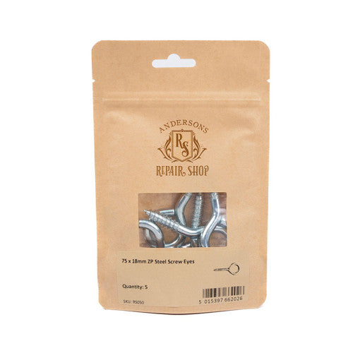 Repair Shop Zinc Plated Steel Screw Eye - 75 x 18mm - 5pk