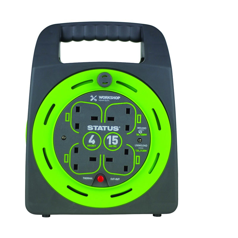 Extension Lead Hand Reel 4Way 15M