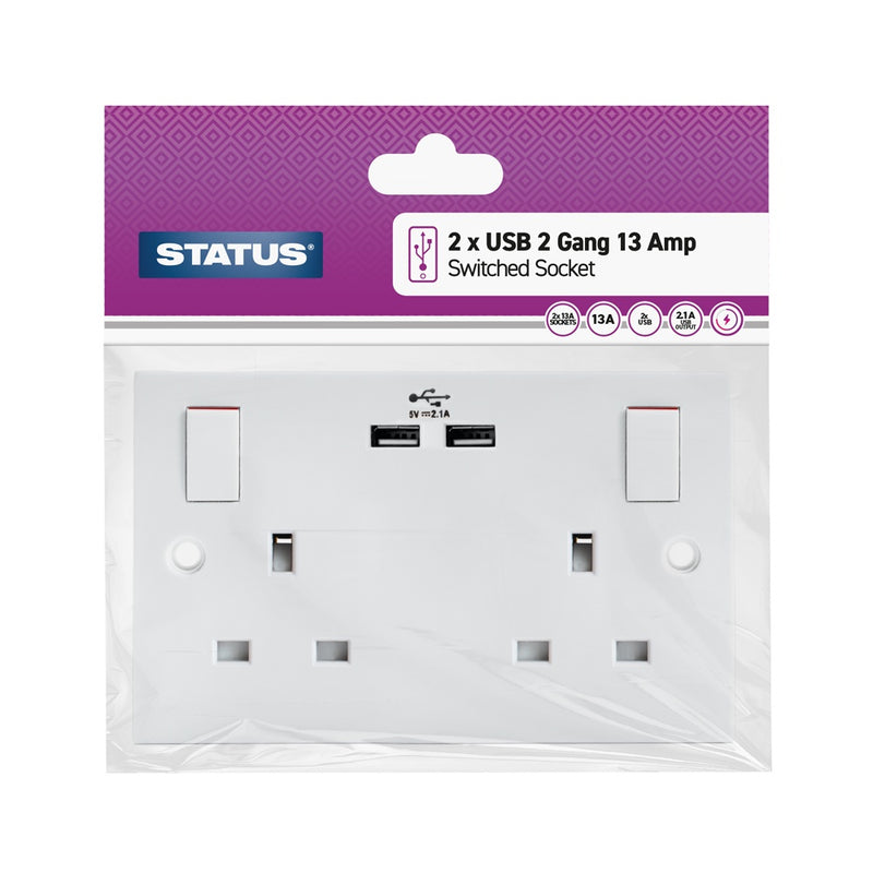 2 Gang 2 USB Wall Socket