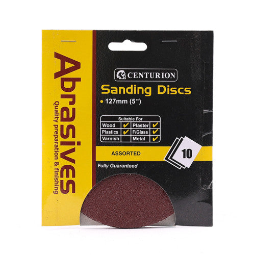 Abrasives Circular Sanding Sheets, Assorted 127mm Diameter (Pack of 10)