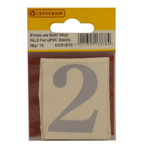 51mm Silver Traditional Oldstyle Font Vinyl Number 2 (Pack of 10)