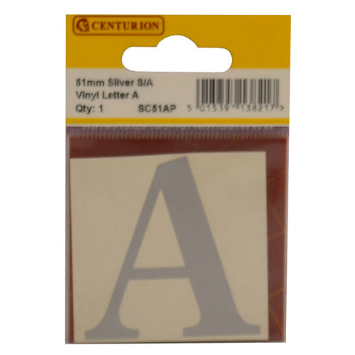 51mm Silver Traditional Oldstyle Font Vinyl Letter A