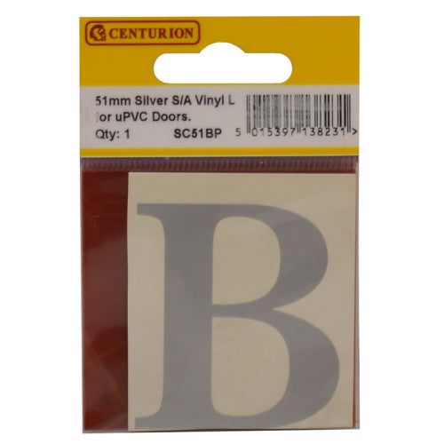 51mm Silver Traditional Oldstyle Font Vinyl Letter B
