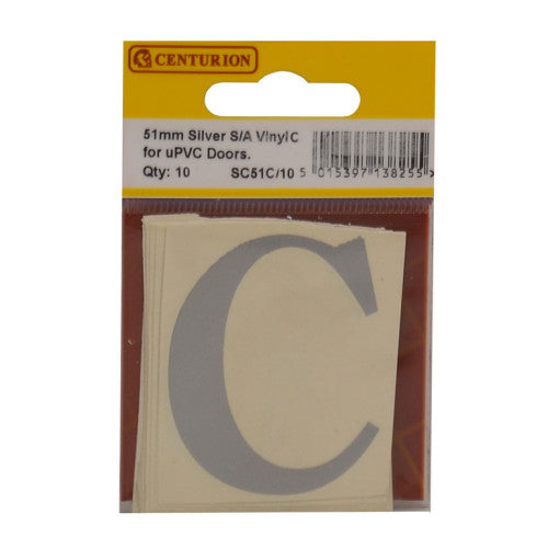 51mm Silver Traditional Oldstyle Font Vinyl Letter C (Pack of 10)