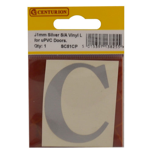 51mm Silver Traditional Oldstyle Font Vinyl Letter C