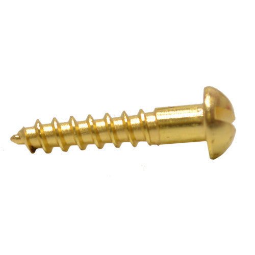 3/4" x 6 Slotted Round Head Woodscrew - Solid Brass - (200)