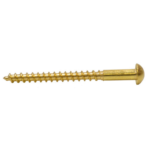 2" x 8 Slotted Round Head Woodscrew - Solid Brass - (200)