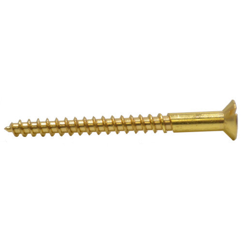 2 1/2" x 12 Slotted Brass Woodscrew - Countersunk Head - (100)