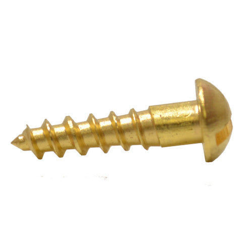 3/4" x 8 Slotted Round Head Woodscrew - Solid Brass - (200)