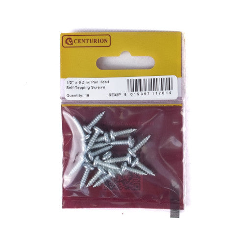 1/2" x 6 ZP Pan Head Self Tapping Screws (Pack of 18)