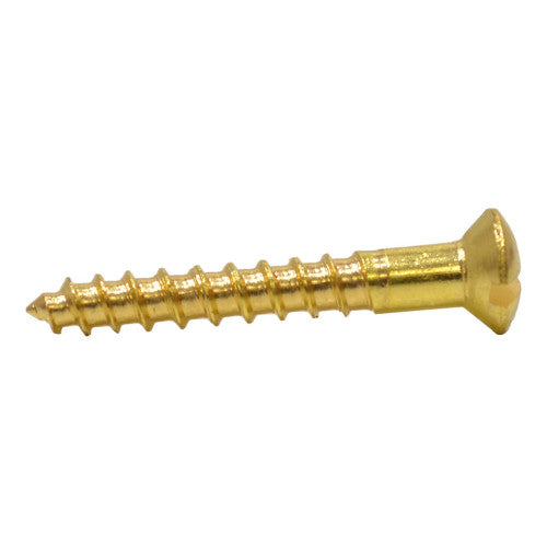 1" x 6 Slotted Raised Head Woodscrew - Solid Brass - (200)