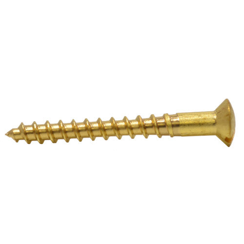 1 1/2" x 8 Slotted Raised Head Woodscrew - Brass - (200)