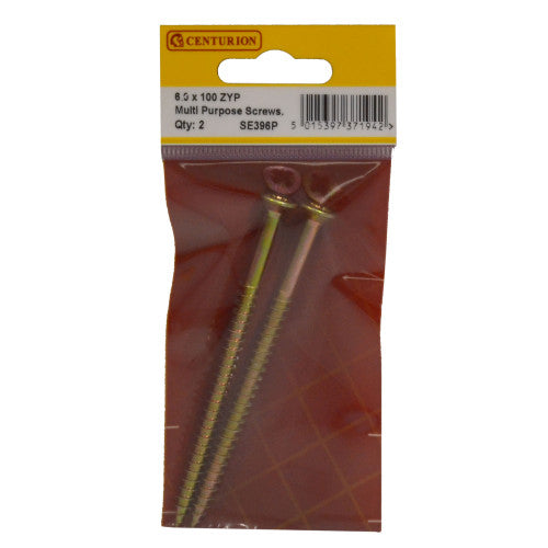 Multi Purpose Pozi Countersunk Screws, 6 x 100mm, Zinc Yellow Passivated