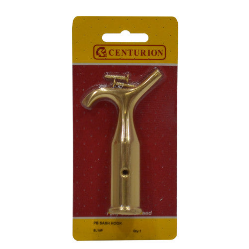 Solid Brass Sash Pole Hook, Polished Brass, 125mm