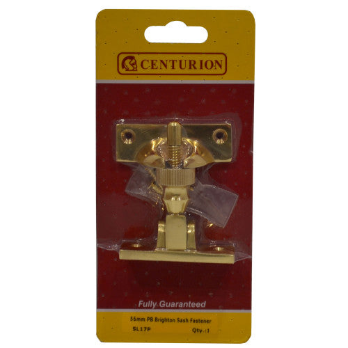Solid Brass Brighton Sash Fastener , Polished Brass, 57mm