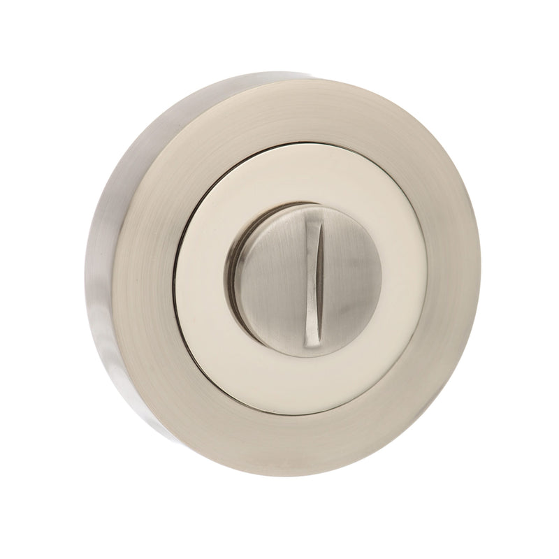 Senza Pari WC Turn and Release on Round Rose - Satin Nickel/Polished Nickel