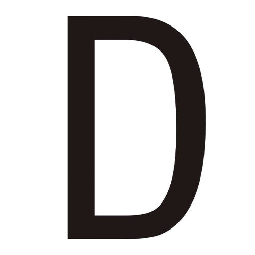Character 'D' - Black Vinyl - 50mm - Pack of 10 - Min Order 2